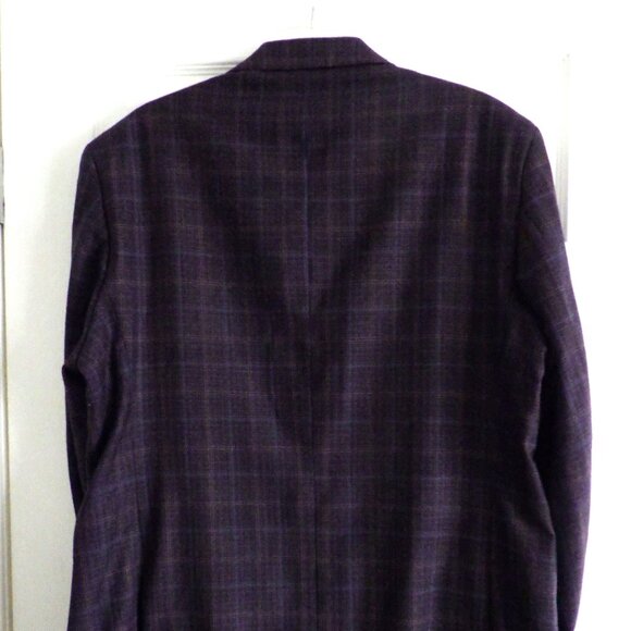 Calvin Klein Men's Blazer Sport Coat Jacket Size 46R Burgandy Blue Wool Blend - Picture 2 of 9
